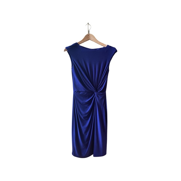 Ralph Lauren Blue Purple Twist Front Cap Sleeve Knee Length Dress - Picture 2 of 11